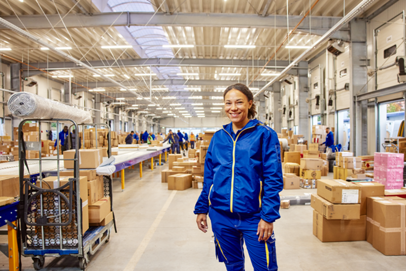 Woman preparing package